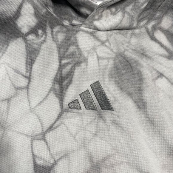 Adidas Hoodie Sweatshirt Mens Sz Large All Szn Fleece Washed Gray Tie Dye Pocket - Picture 4 of 15